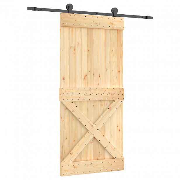 vidaXL Posuvné dveře Přirozená a černá 95 x 210 cm