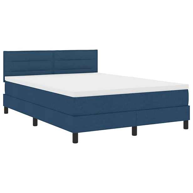 vidaXL Postel s boxspringem s LED pásky Modrá 140 x 190 cm textil