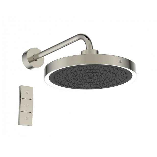 Ideal Standard Idealrain Solos - Hlavová sprcha s připojením, průměr 33 cm, 3 proudy, s LED osvětlením, Silver Storm A7890GN
