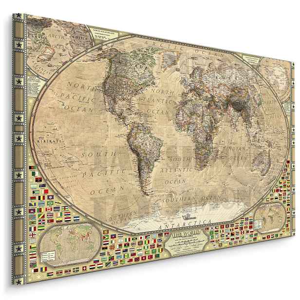 MyBestHome BOX Plátno Vintage Mapa Světa Varianta: 40x30