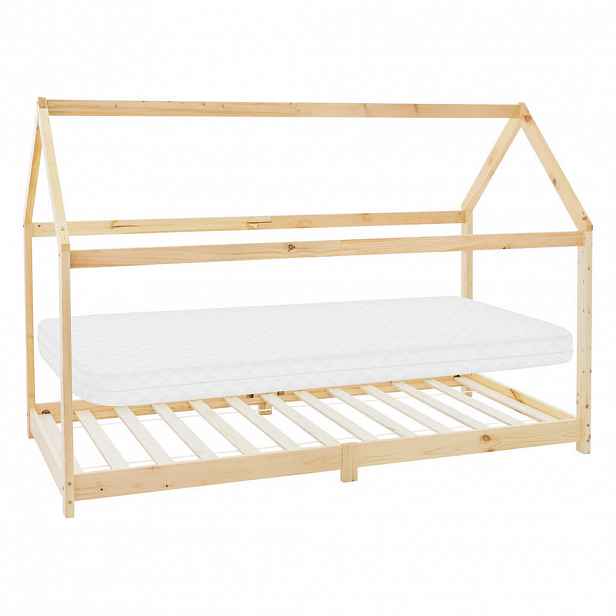 ML-DESIGN DĚTSKÁ POSTEL se střechou a matrací 90x200 cm přírodní