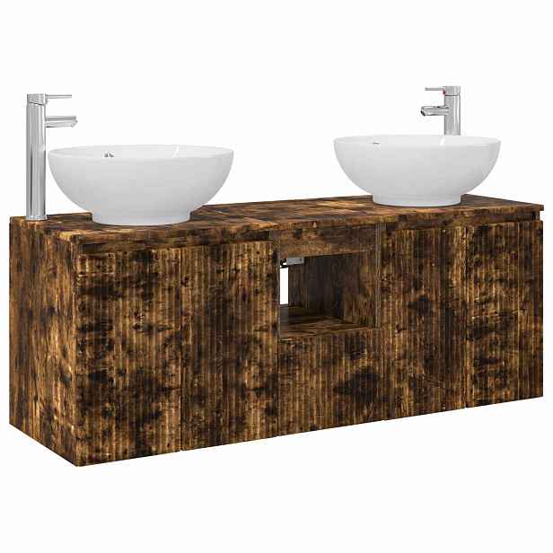 vidaXL Sada koupelnových skříněk 3 ks Kouřový dub 49,5 x 44,5 x 65 cm
