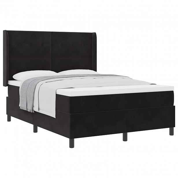 vidaXL Postel s boxspringem s čelo Černá 160 x 200 cm samet