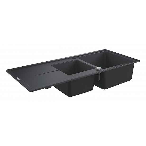 Grohe - Kompozitní dřez K400 s automatickým odtokem, 116x50 cm, granitová černá 31643AP0