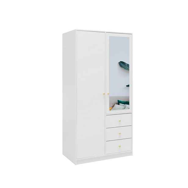 MASSENO ŠATNÍ SKŘÍŇ S OTOČNÝMI DVEŘMI GALIO, 100/200/57,5 cm 2dveřová se zrcadlem, bílá