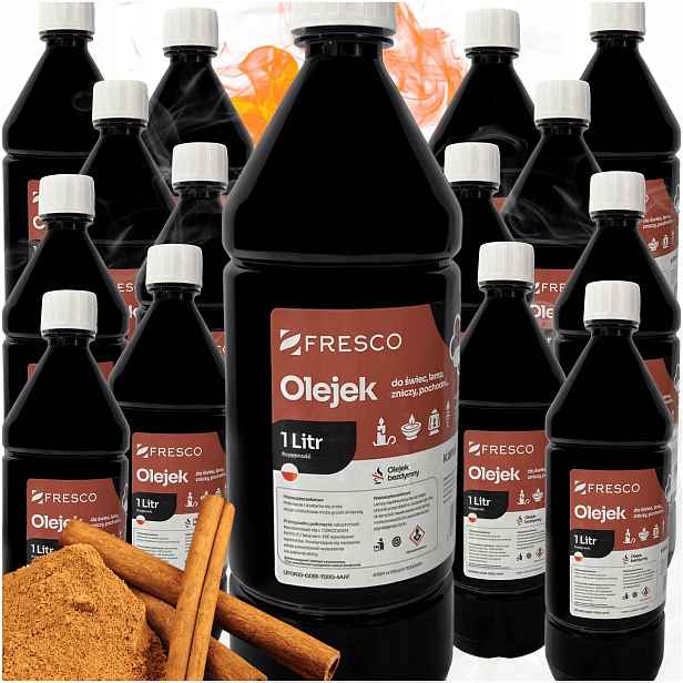 Sada 15 x Olej do hřbitovních svíček na terasu, vůně Skořice, palivo do pochodně