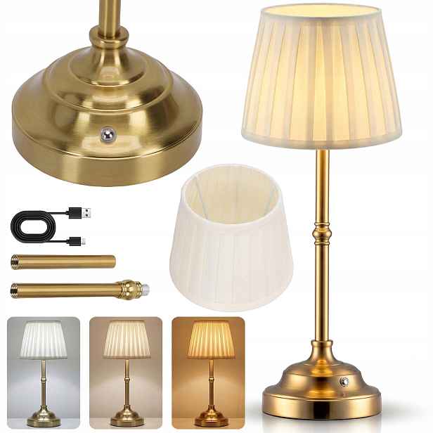 Stolní Lampička Noční Bezdrátová Dotyková Led Lampa Béžová