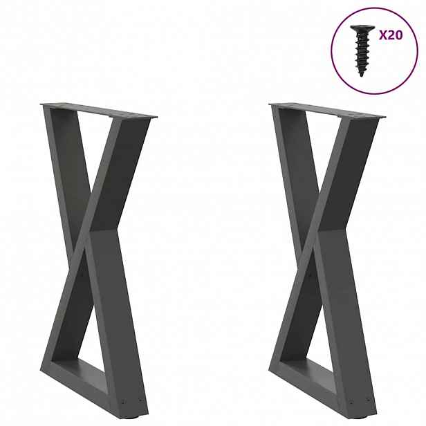 vidaXL Nohy k jídelnímu stolu 2 ks antracitové 50 x (72-73,3) cm ocelové