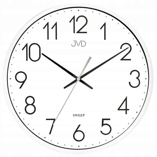 Bílý Čitelný Kulatý Tichý Elegantní Nástěnný Hodinový Stroj Jvd HX8016.1 30 cm