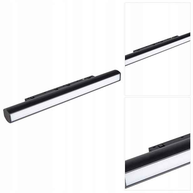 Černá kolejnicová lampa MICRO11 Fix s plynulými liniemi nad jídelním stolem MaxLight