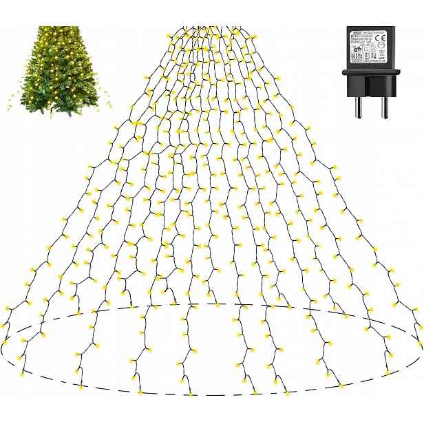 Led Světelný Řetěz 2 M, 400 Teplých Světel S Kroužkem, 8 Režimů