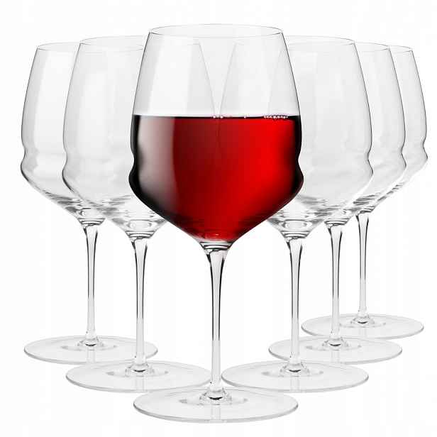 Skleničky na červené víno Inel Krosno 6 x 650 ml na noze Elegantní