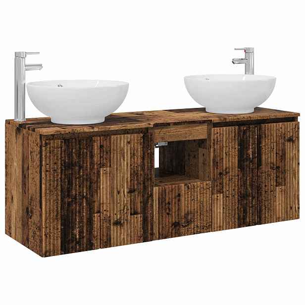 vidaXL Sada koupelnových skříněk 3 ks Staré dřevo 49,5 x 44,5 x 65 cm