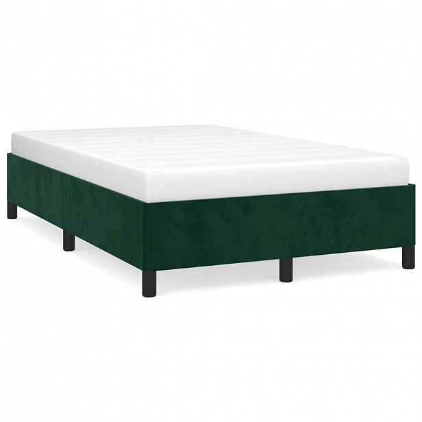 vidaXL Rám postele bez matrace tmavě zelená 120 x 200 cm samet