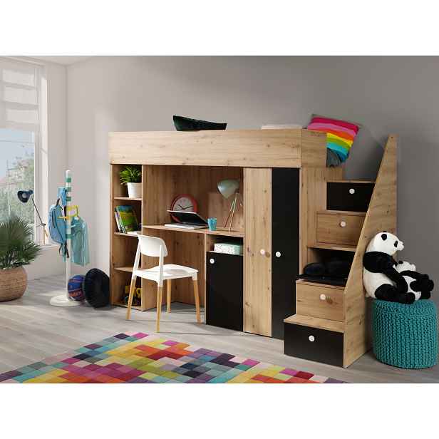 Dětský pokoj Smart 14 Barva korpusu: Dub artisan, Dveře: Černá