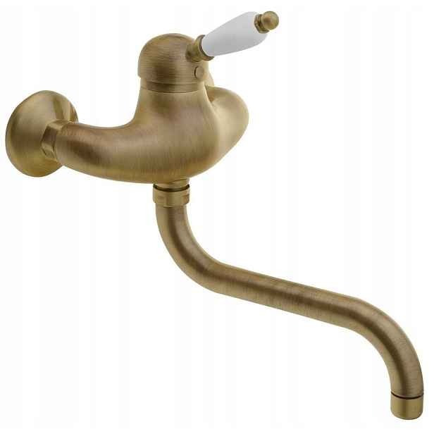 Kirké White nástěnná baterie, bílá páčka, bronz (KI15BB) /sm/