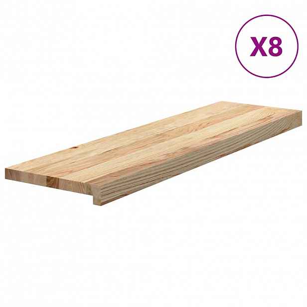 vidaXL Nášlapy na schody 8 ks neošetřené 90x25x2 cm masivní dub