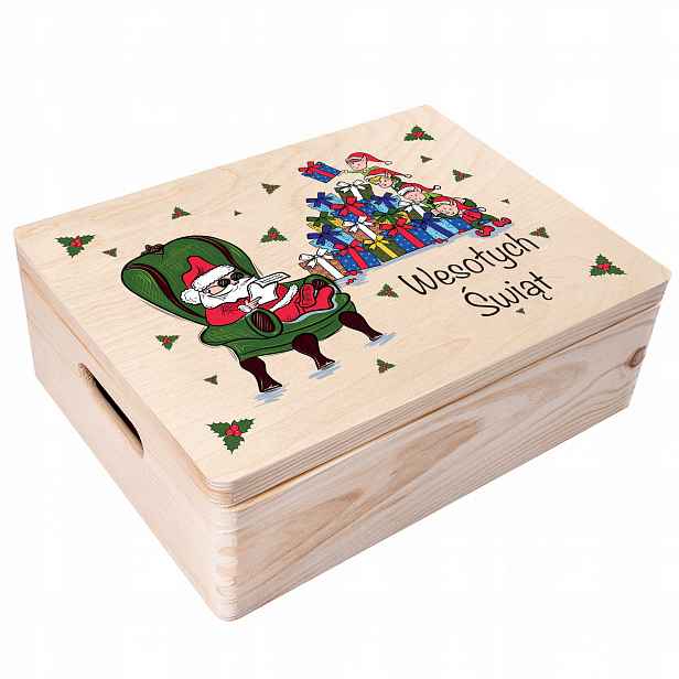Krabička jako dárek s gravírováním přání k Vánocům 40x30x14 cm