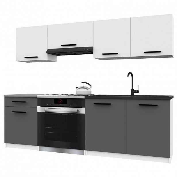 B BELINI GROUP KUCHYŇSKÁ LINKA Italia 1 180 cm, s pracovními deskami, Bílo-šedá matná