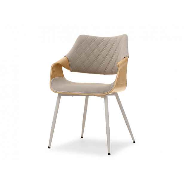 Designová jídelní židle NENET - dub / béžová