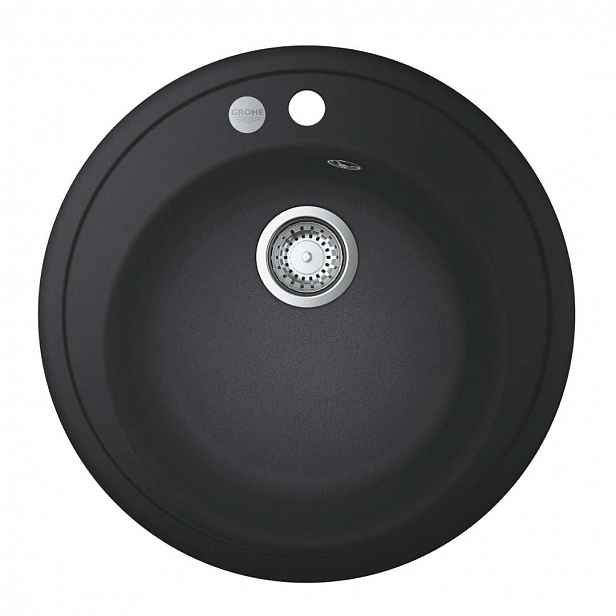 Grohe - Kompozitní dřez K200 s automatickým odtokem, průměr 51 cm, granitová černá 31656AP0