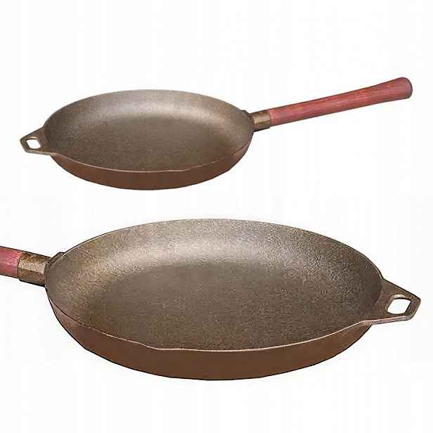 Litinová Kuchyňská Pánev S Dřevěnou Rukojetí 25 CM