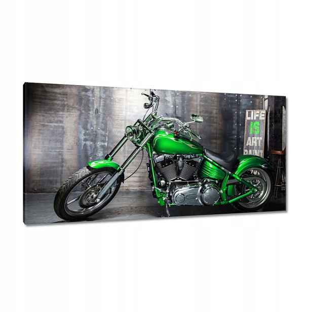 Obrazy 115x55 Zelený chopper Motocykl