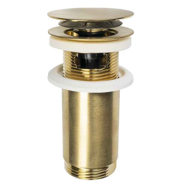 Omp Tea Umyvadlová výpust 5/4“, click-clack, velká zátka, max 80mm, zlato mat