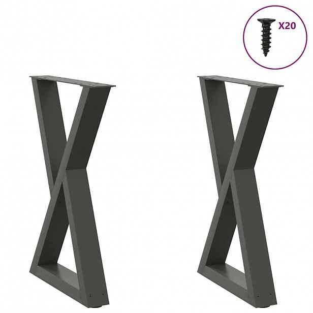 vidaXL Nohy k jídelnímu stolu 2 ks antracitové 60 x (72-73,3) cm ocelové