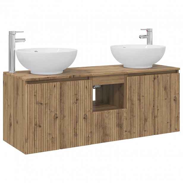 vidaXL Sada koupelnových skříněk 3 ks Dub artisan 129 x 44,5 x 80 cm