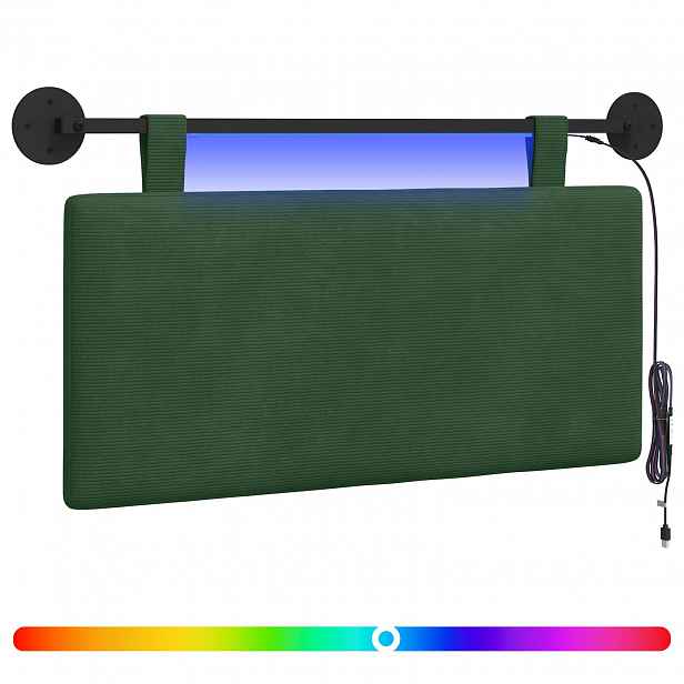 vidaXL Závěsné čelo postele Jungle Green Žebrovaná látka