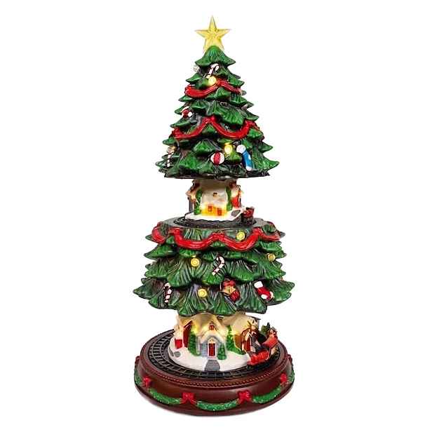 Velký vánoční stromek 53 cm Led Pohyblivý vlak Městečko