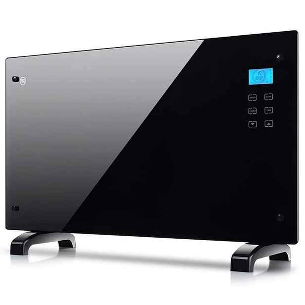 Elektrický Konvektorový Ohřívač Skleněný 2000 W Černý Nástěnný Heltes