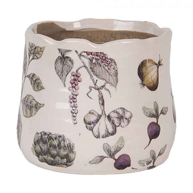 Keramický obal na květináč zelenina The Kitchen Garden XS - Ø 11*10 cm Clayre & Eef