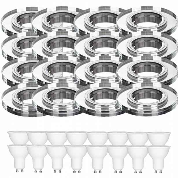 16 x Skleněná Stropní Lampa Zapuštěná Do Stropu Křišťál Led Žárovky 1.5 W