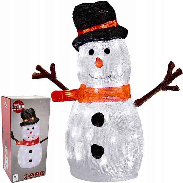 Dekorativní Figurka Sněhulák Na Baterie Časovač 40LED Výška 39 CM Acryl Koopman