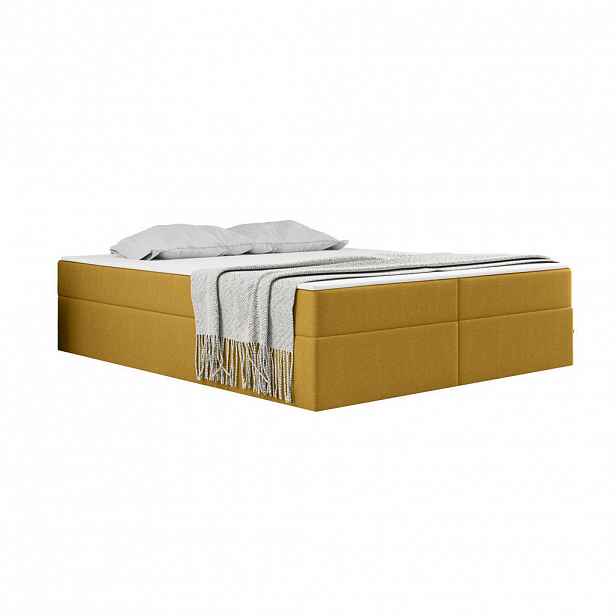 Kaiser Möbel KONTINENTÁLNÍ POSTEL s úložným prostorem, matrací a topperem Ruben Žlutá 160x200 cm H3-Bonell