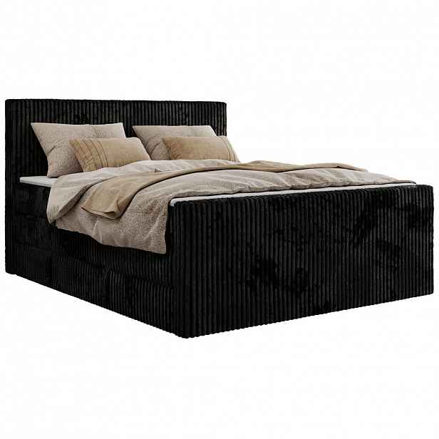 MKS POSTEL BOXSPRING TILIANO KING DUO 140/200 - Černá manšestr - H3