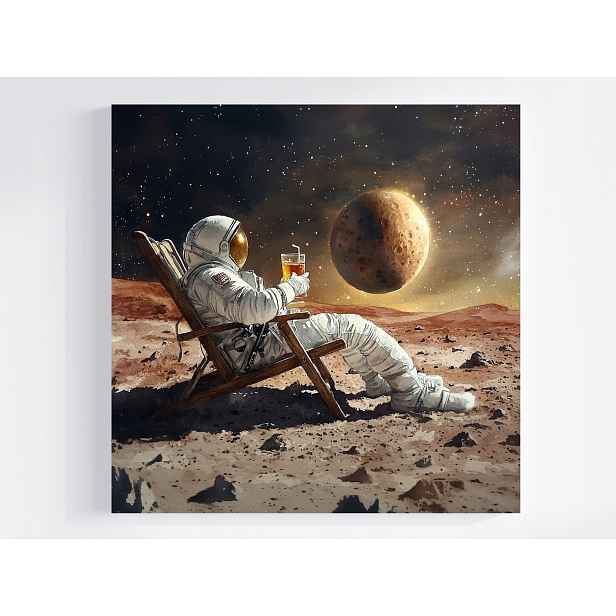 Obraz Na Plátně Canvas Kosmos Planeta Astronauta Relax Drink Mars 50x50