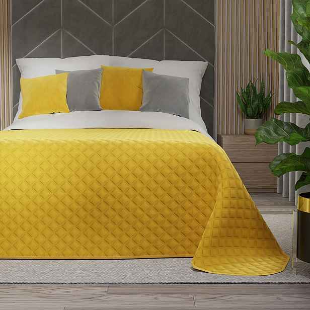 Přehoz na postel Velvi zlatá žlutá šafránová silný měkký elegantní 170x210 cm