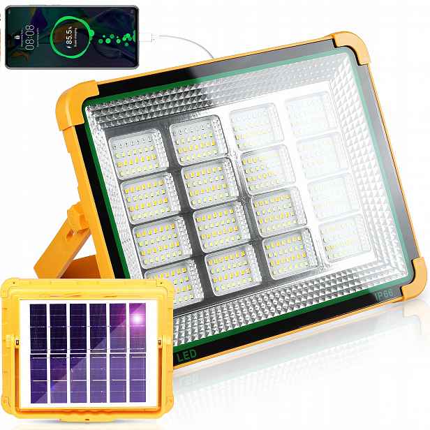 Solární Halogenová Pracovní Lampa Led Reflektor Přenosný 200W Powerbanka