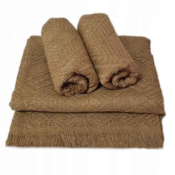 Dekorativní komplet přehoz 160x205 2x 60x160 Romby camel