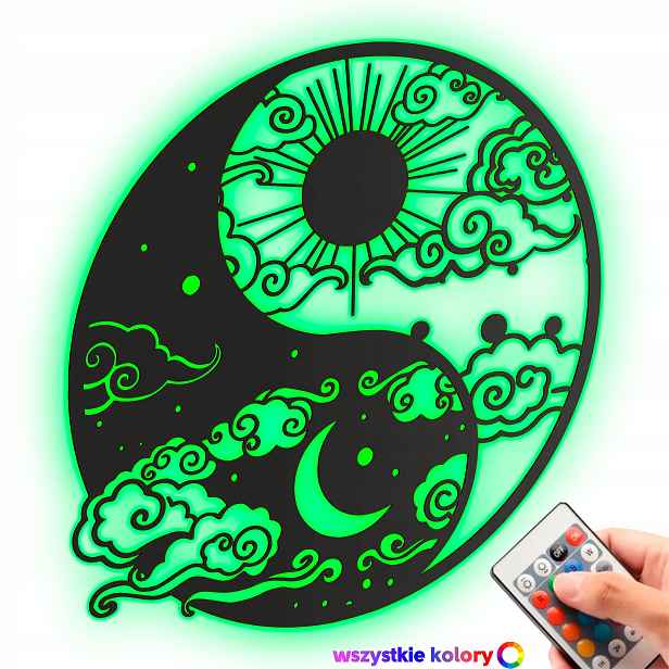 Dřevěný obraz Yin Yang ve stylu loftu Nástěnná Dekorace Noční Lampa Led