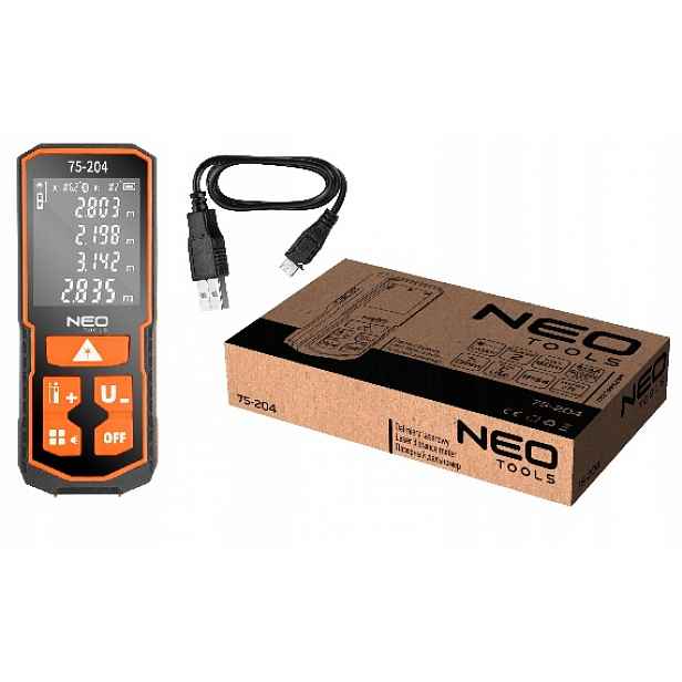 Laserový dálkoměr, dosah 60 m, IP54 Neo 75-204