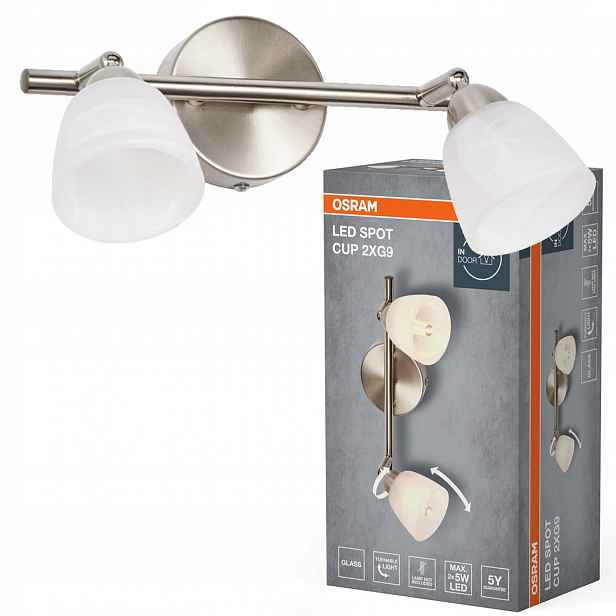 Nástěnná lampa stropní svítidlo Led reflektor Spot 2x G9 Nikl Cup Osram