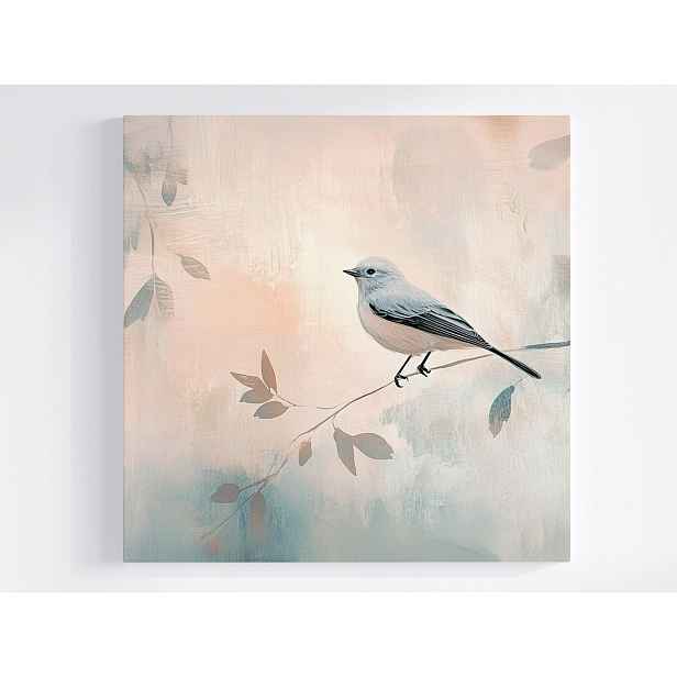 Obraz Na Plátně Canvas Pták Na Větvi Skandinávský Styl Pastely 50x50