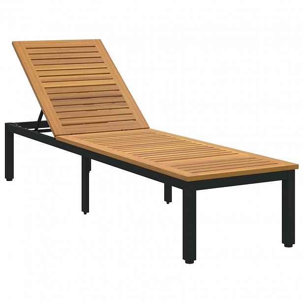 vidaXL Zahradní lehátko Černá 200 x 55 x 35 cm Masivní akátové dřevo