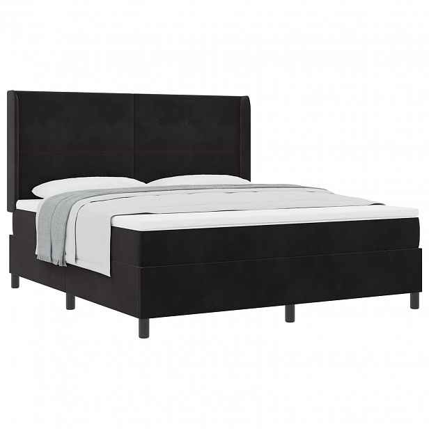vidaXL Postel s boxspringem s čelo Černá 180 x 200 cm samet