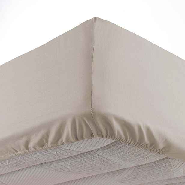 Béžové napínací prostěradlo z mikrovlákna 90x190 cm Oscar – douceur d'intérieur