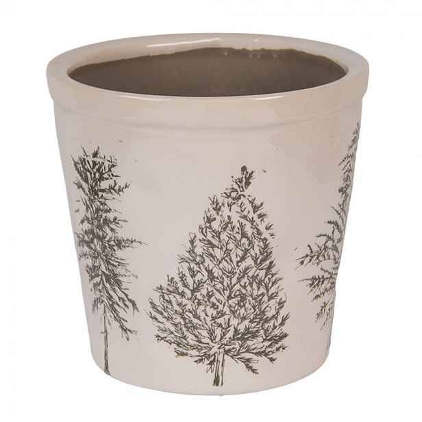 Béžový obal na květináč se stromky Natural Pine Trees L - Ø 17*16 cm Clayre & Eef